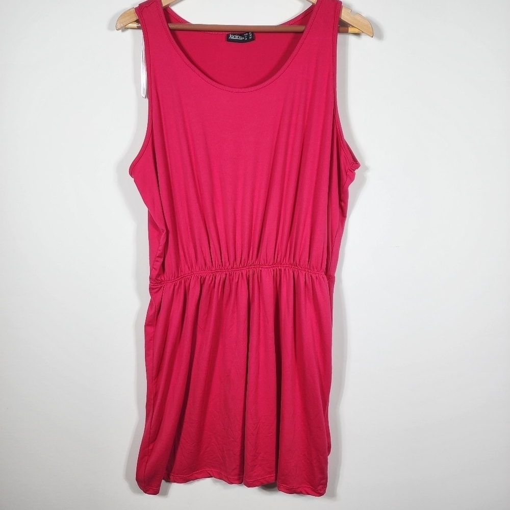 Women's Red Loose Fit Janina Tank Dress